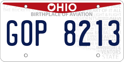 OH license plate GOP8213