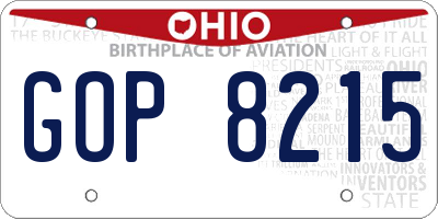 OH license plate GOP8215