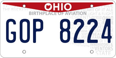 OH license plate GOP8224