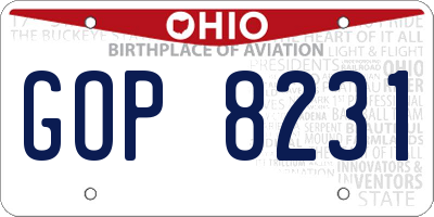 OH license plate GOP8231
