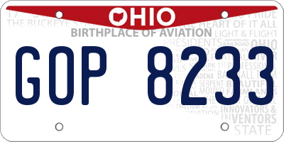 OH license plate GOP8233