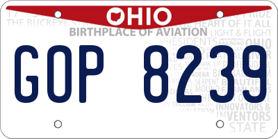 OH license plate GOP8239
