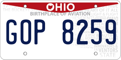 OH license plate GOP8259