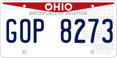 OH license plate GOP8273