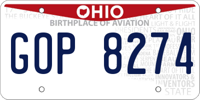 OH license plate GOP8274