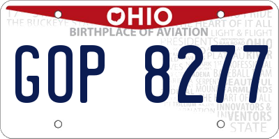 OH license plate GOP8277