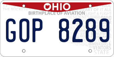 OH license plate GOP8289