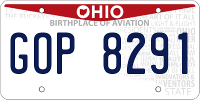 OH license plate GOP8291
