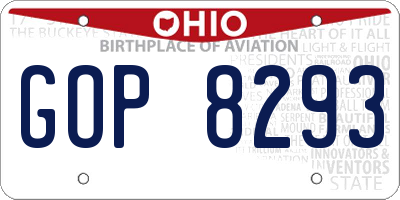 OH license plate GOP8293