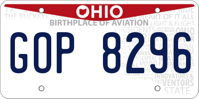 OH license plate GOP8296