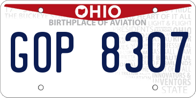 OH license plate GOP8307