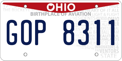 OH license plate GOP8311