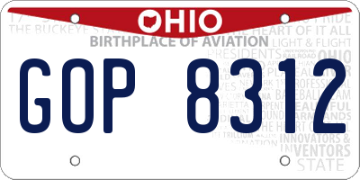 OH license plate GOP8312