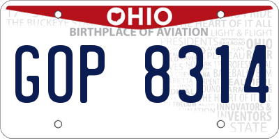 OH license plate GOP8314