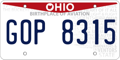 OH license plate GOP8315