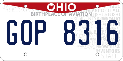 OH license plate GOP8316