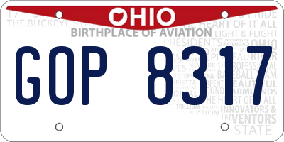 OH license plate GOP8317