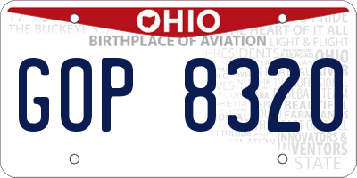 OH license plate GOP8320