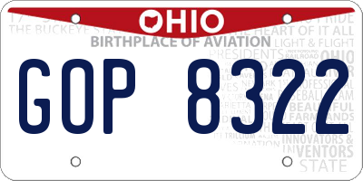 OH license plate GOP8322