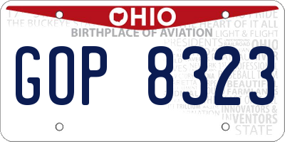 OH license plate GOP8323
