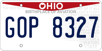 OH license plate GOP8327