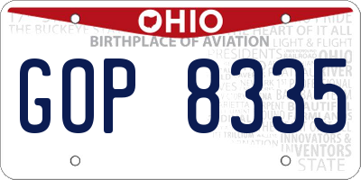 OH license plate GOP8335