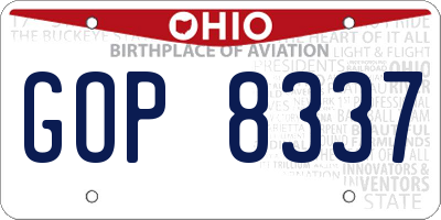 OH license plate GOP8337