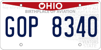 OH license plate GOP8340