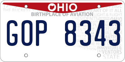 OH license plate GOP8343