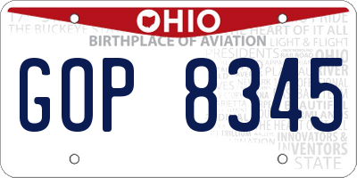OH license plate GOP8345