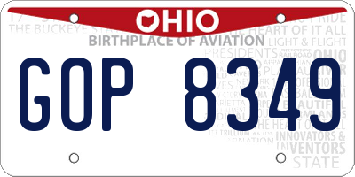 OH license plate GOP8349