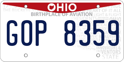 OH license plate GOP8359