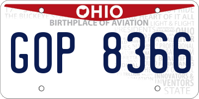 OH license plate GOP8366