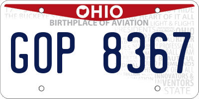 OH license plate GOP8367