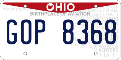 OH license plate GOP8368