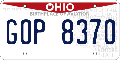 OH license plate GOP8370