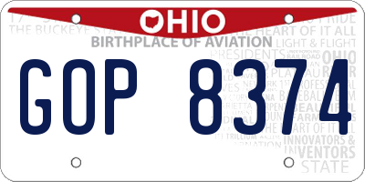 OH license plate GOP8374