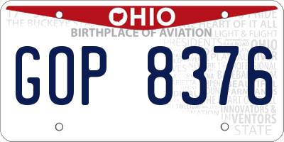 OH license plate GOP8376