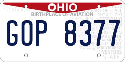 OH license plate GOP8377
