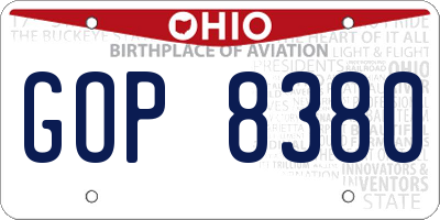 OH license plate GOP8380