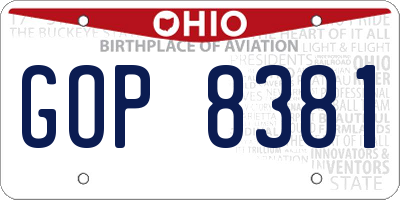 OH license plate GOP8381