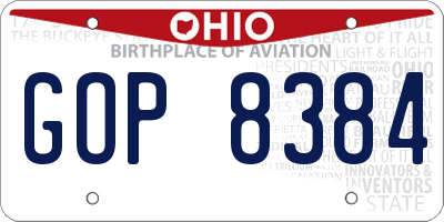 OH license plate GOP8384