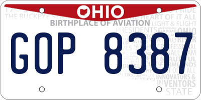 OH license plate GOP8387