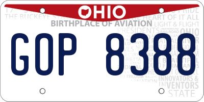 OH license plate GOP8388