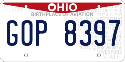 OH license plate GOP8397
