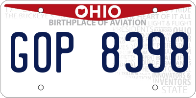 OH license plate GOP8398
