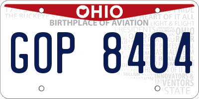 OH license plate GOP8404