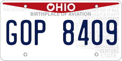 OH license plate GOP8409