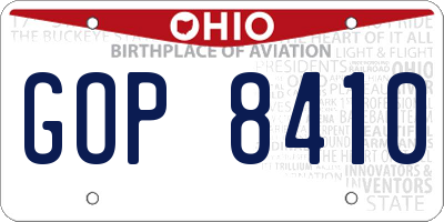 OH license plate GOP8410
