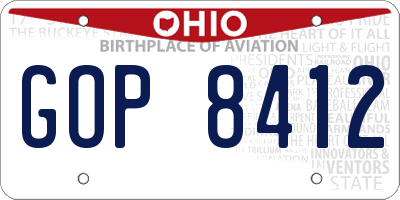 OH license plate GOP8412